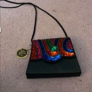 Black and rainbow cross body bag